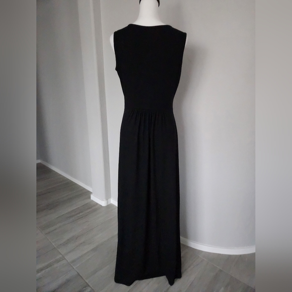 Woosea Sleeveless Maxi Cross Over V-neck Black High Panel Waist Gathered Size L - Picture 6 of 13